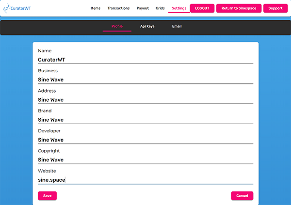 Profile under the Settings tab