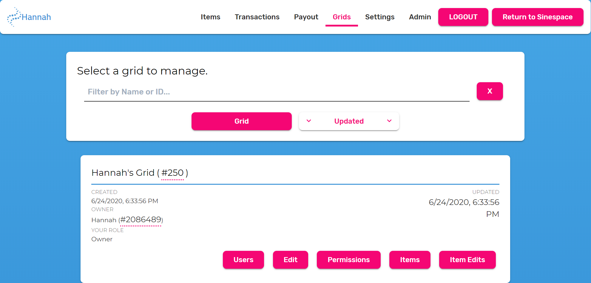 Grid tab overview