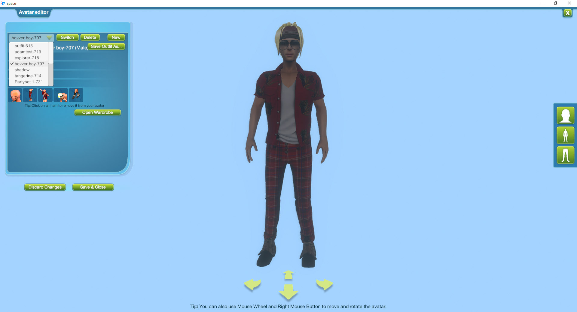 Grab the outfit ID from sine.space