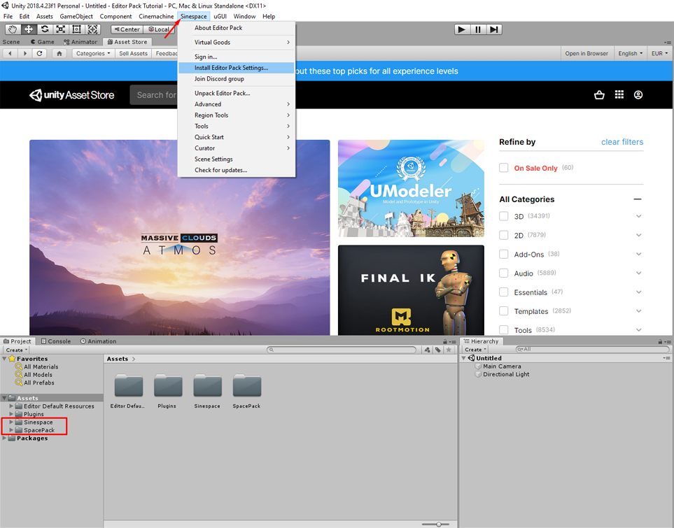 Install Editor pack Settings