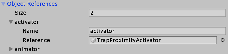 The proximity activator in the trap's object reference field